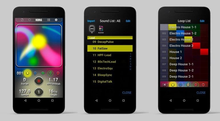 Korg Kaossilator for Android main, sounds and loops