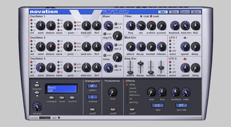Novation V-Station Plugin Instrument Synthesizer GUI