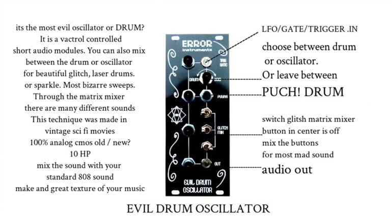 Generate frightening noises with the Evil Drum Oscillator module ...
