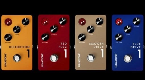 Lunastone Distortion 1,Red Fuzz 1, Smooth Drive 1 and Blue Drive 1 effects pedals