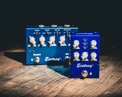 Bogner Ecstasy Red and Blue Mini pedals: Smaller size, same 