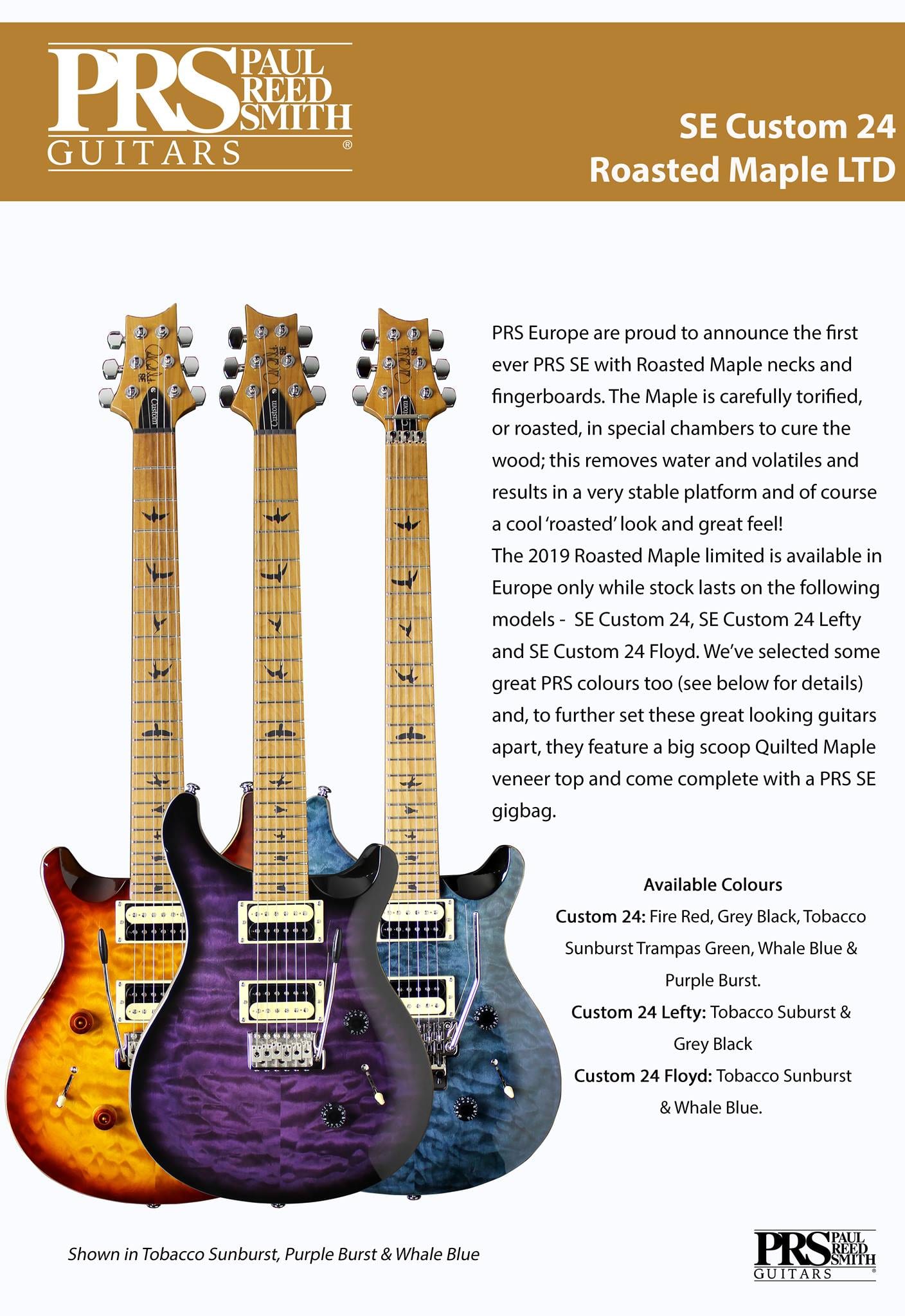 Prs Se Custom 24 With Roasted Maple Necks Released As New Limited Edition Gearnews Com