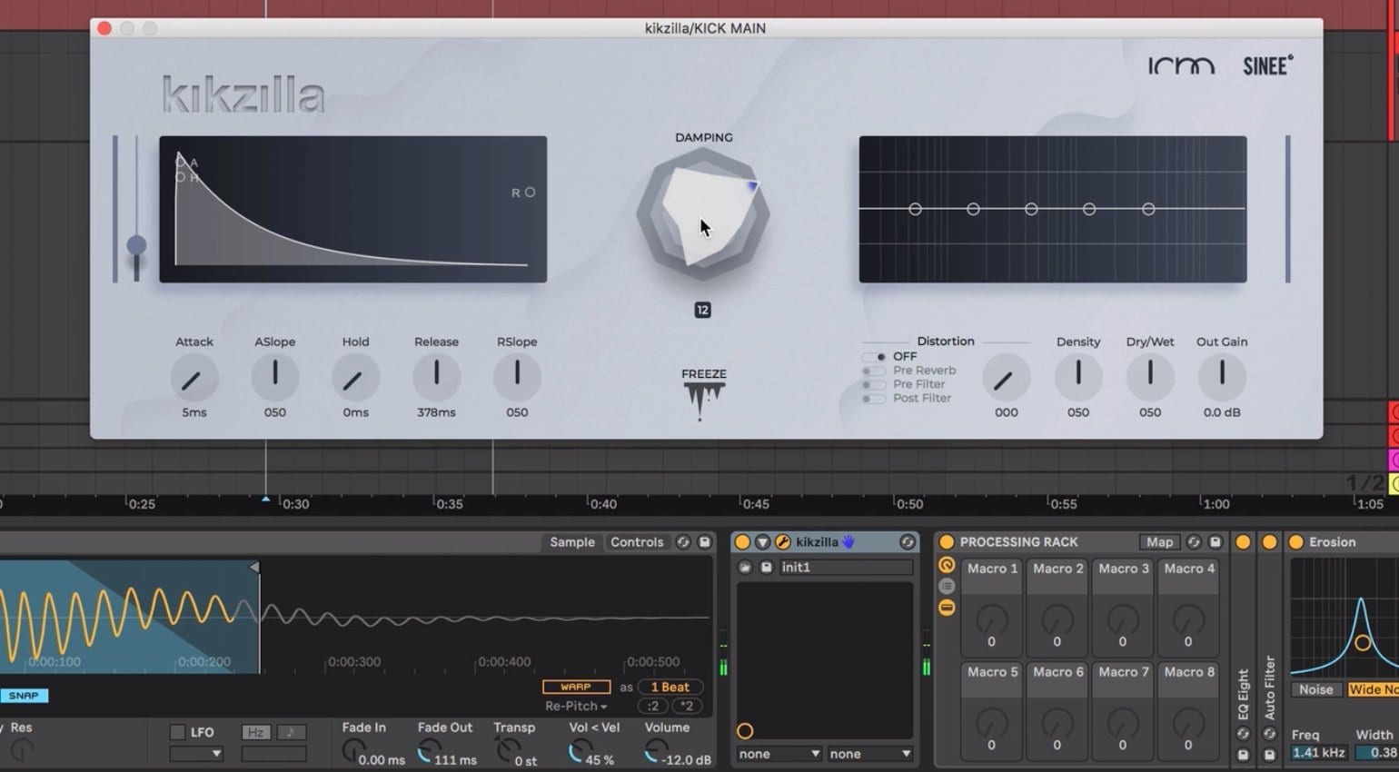 Sinee Audiotools Kikzilla creates instant rumble bass lines for techno