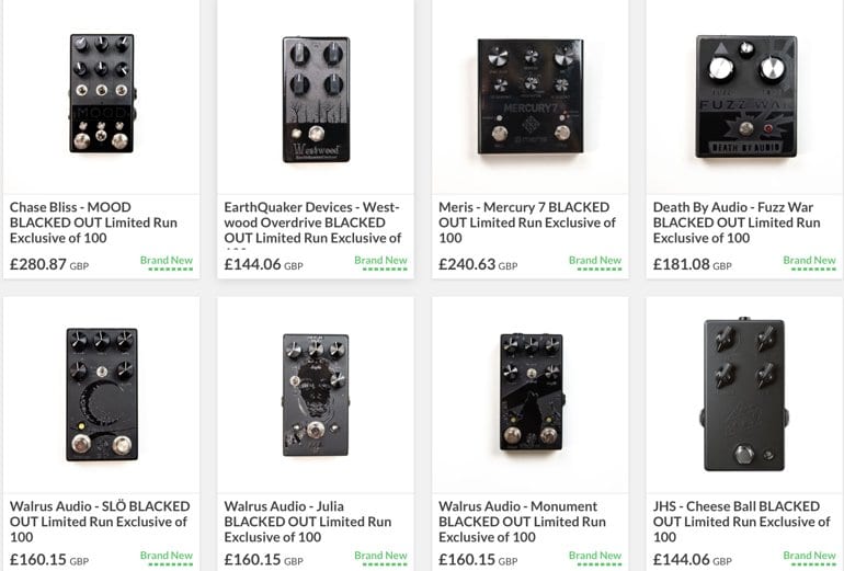 Reverb Blacked Out Store boutique pedal page