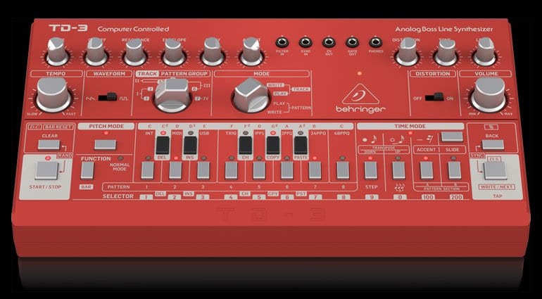Behringer TD-3 Synthesizer officially released in 3 colours 
