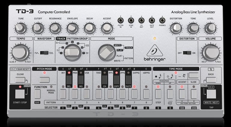 Behringer TD-3 Synthesizer officially released in 3 colours 