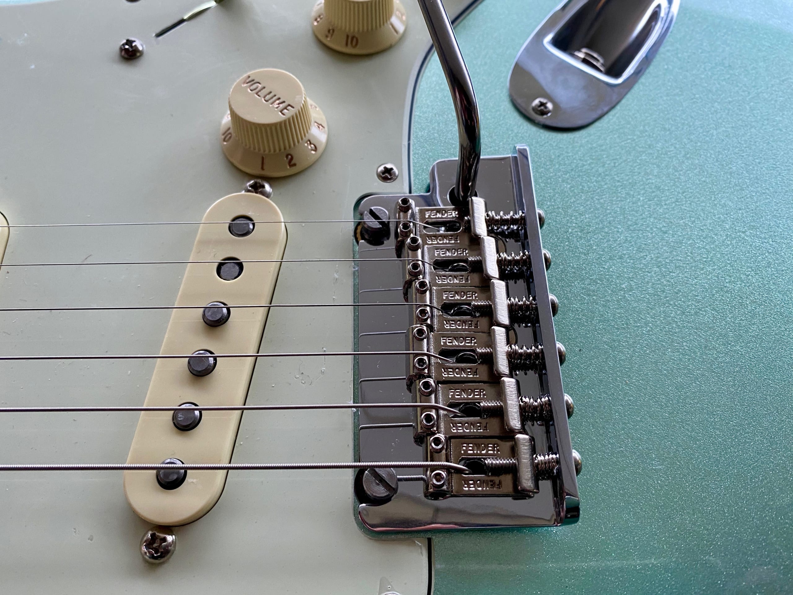Fender American Professional II Stratocaster 2 point trem with cold rolled steel sustain block and bent steel saddles