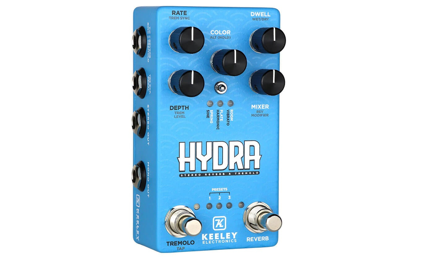 Keeley Hydra Stereo Reverb & Tremolo has a handy expression pedal input