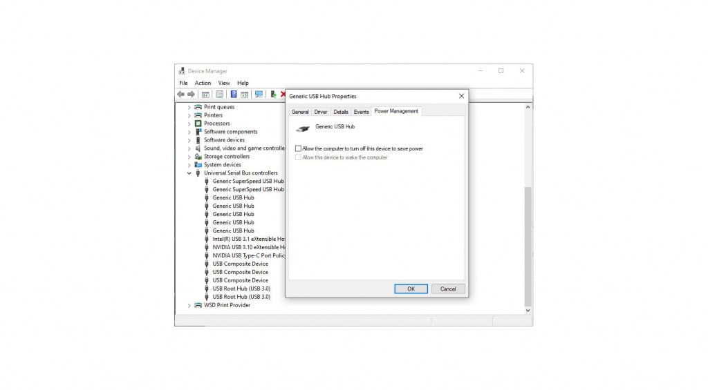 Windows Device Manager - USB Suspend