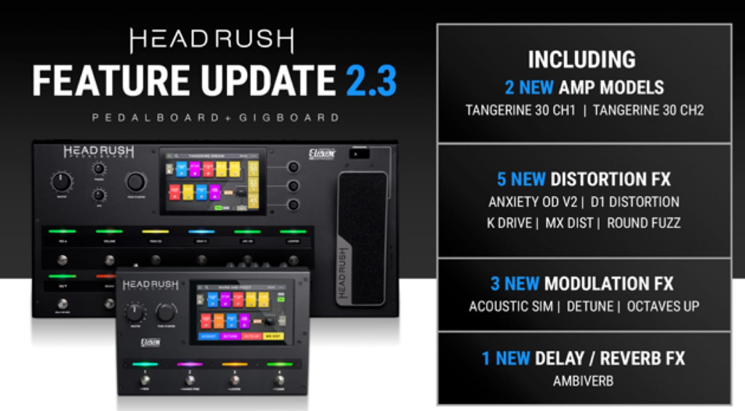 Headrush 2.3 Firmware update for Gigboard and Pedalboard