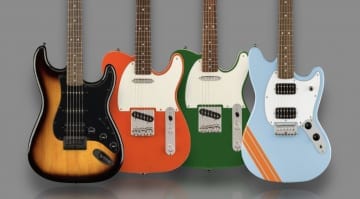 Squier FSR Bullet Competition Mustang, HSS Stratocaster and Classic Vibe 60s Custom Tele