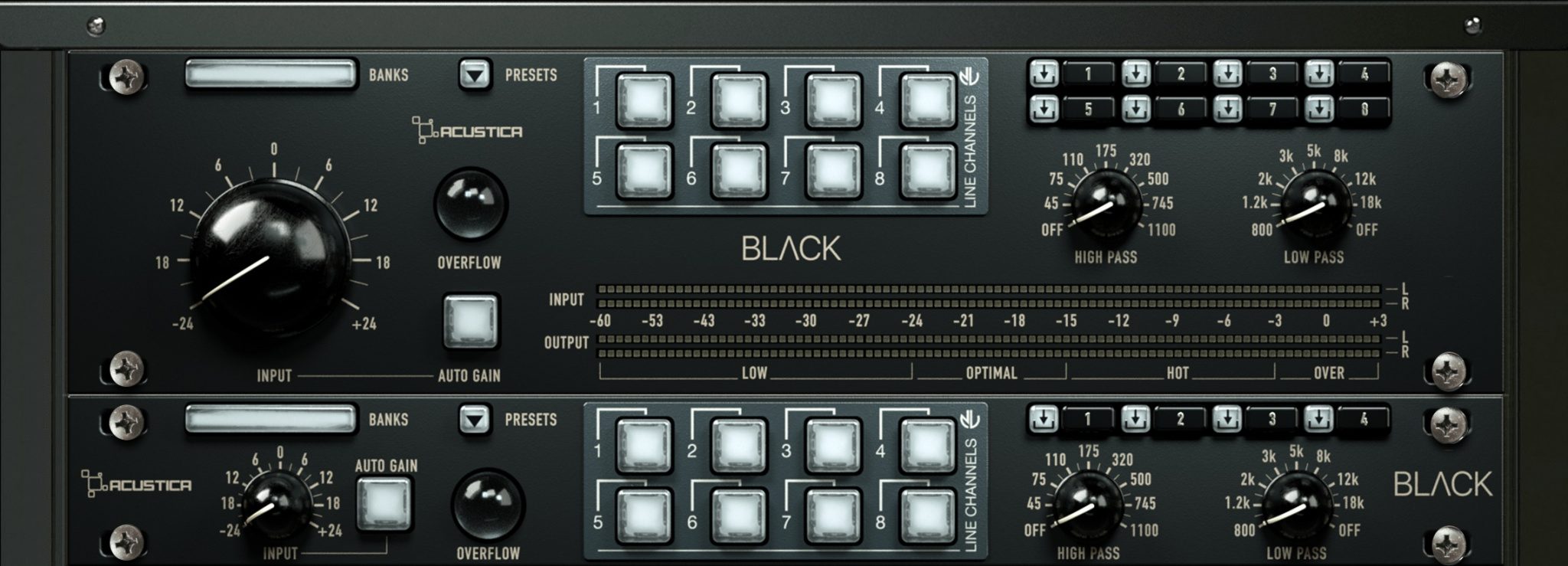Acustica Audio Black A gain staging suite with rare preamp emulations