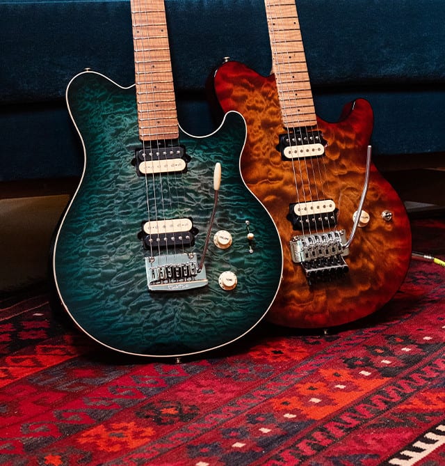 You can now get the Ernie Ball Music Man Axis model in either a Roasted Amber and Yucatan Blue
