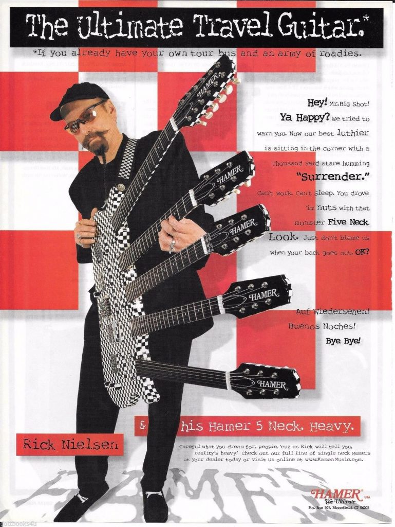 Hamer Guitars - 5 Neck - Rick Nielsen of Cheap Trick - 1999 Print Advertisement