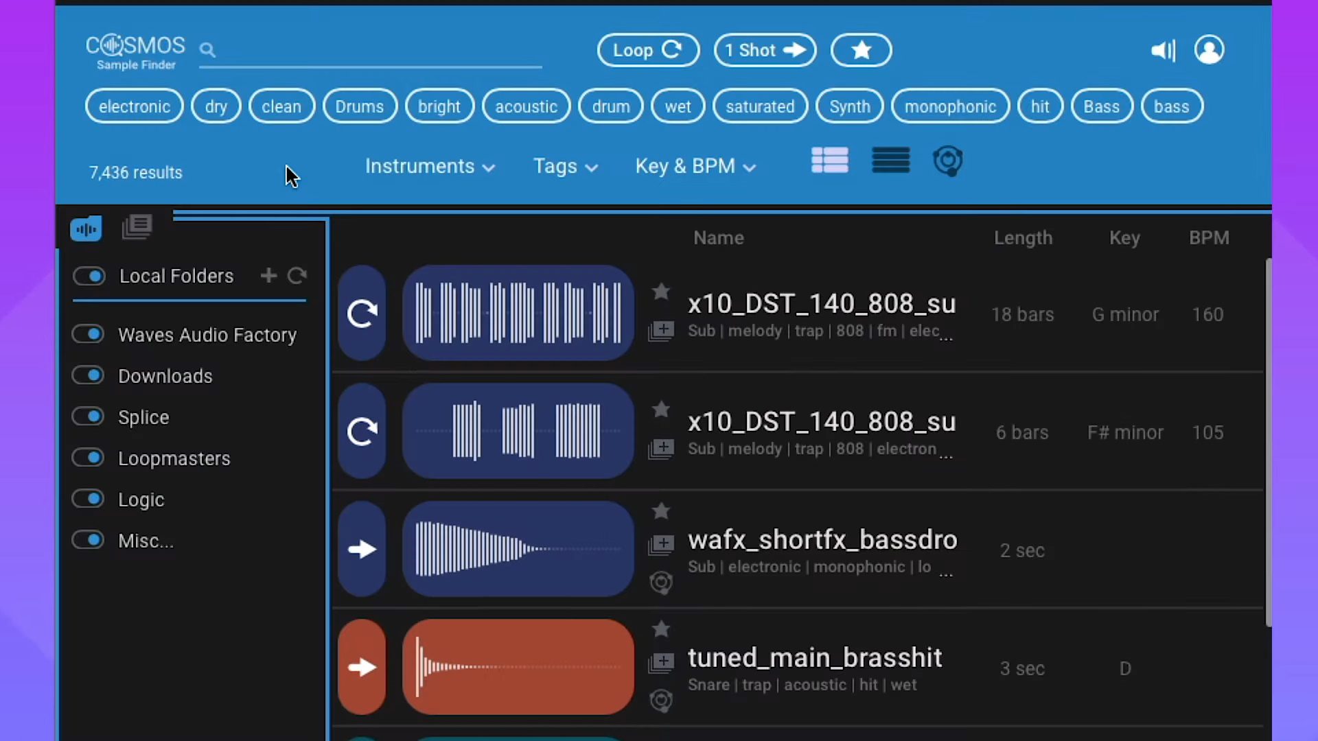 Sample create. Waves cosmos sample finder. cosmos sample finder. вывод звука на разные каналы из семплера waves cr8.