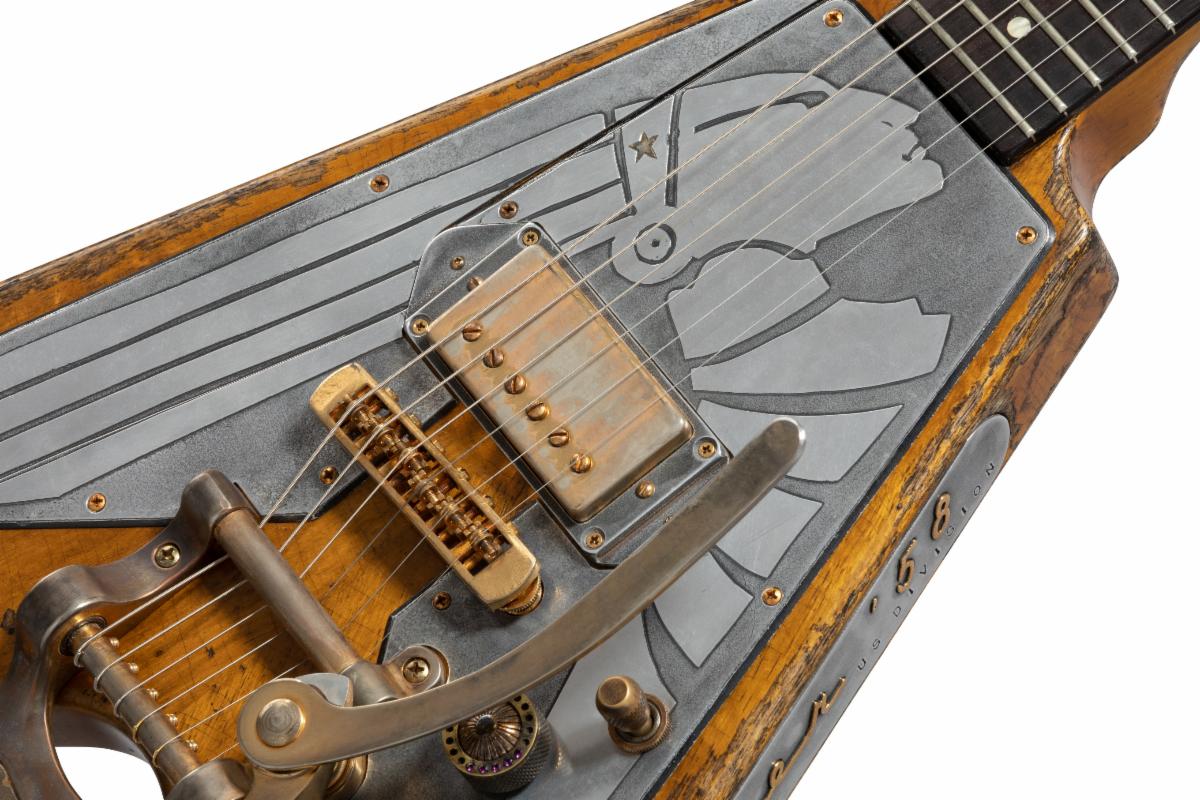 Bespoke etched custom pick guard and hand wound pickup
