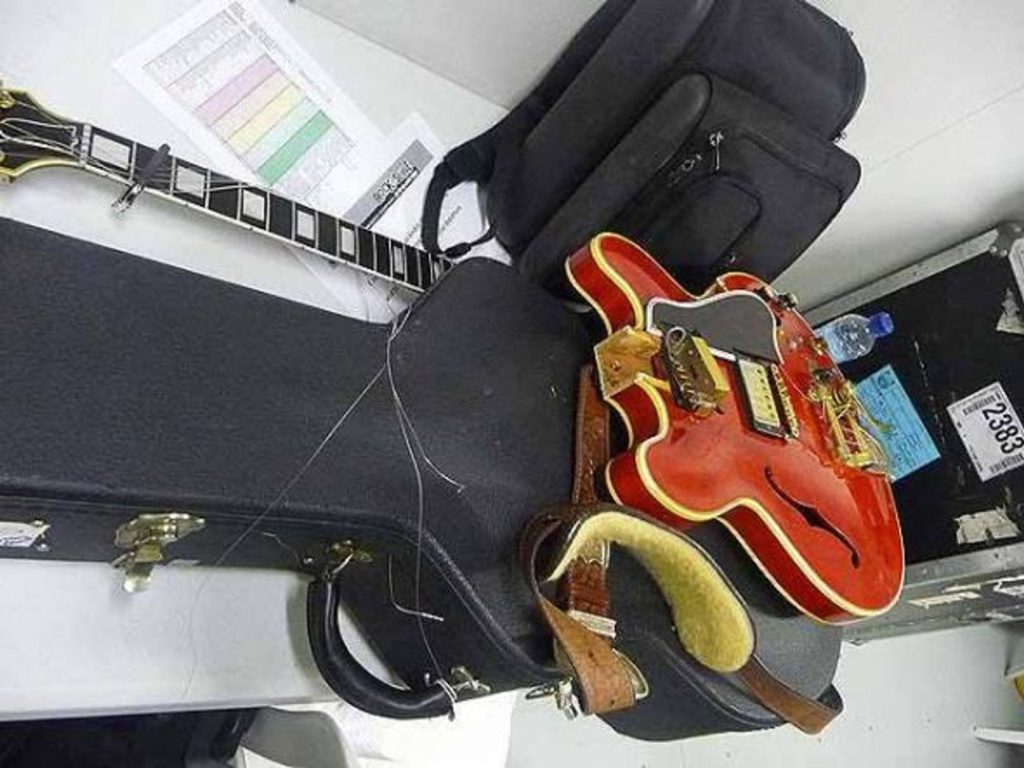 Noel Gallagher's smashed Gibson ES-355
