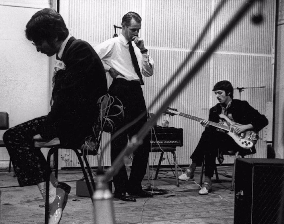John Lennon, George Martin and Paul McCartney