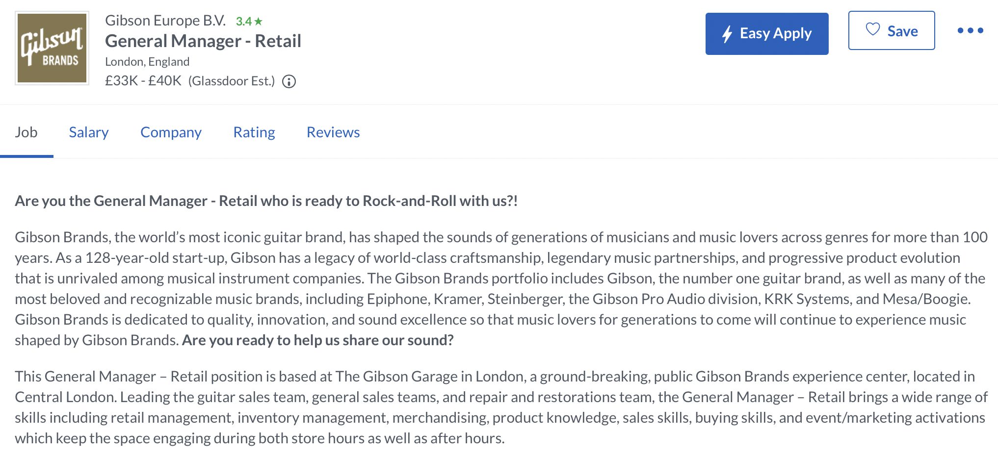 Gibson Garage London? Yes, they are hiring - gearnews.com