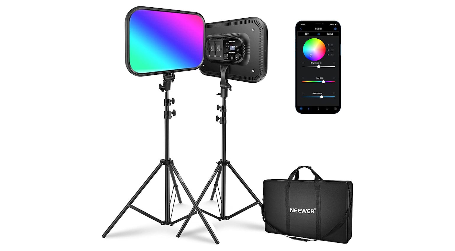 Neewer 18.3” RGB LED Video Light Panel Kit