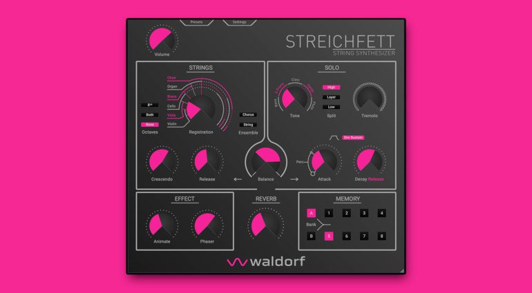 Waldorf Streichfett String Synthesizer Panel