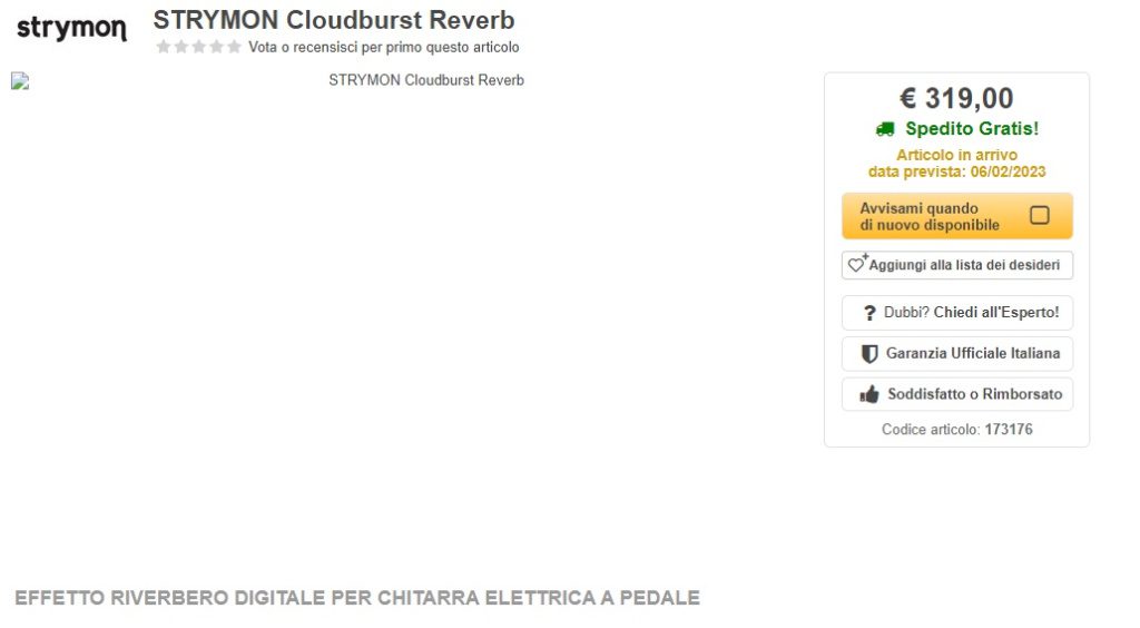 Strymon Cloudburst Reverb