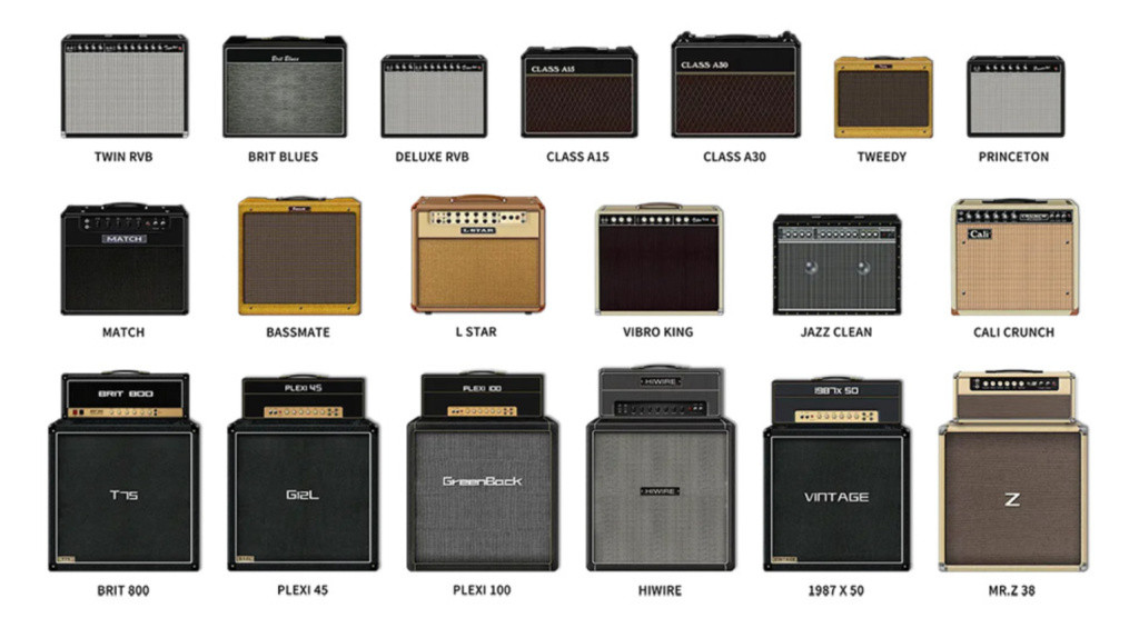 Modelos de amplificadores incluidos en Amp Academy Stomp