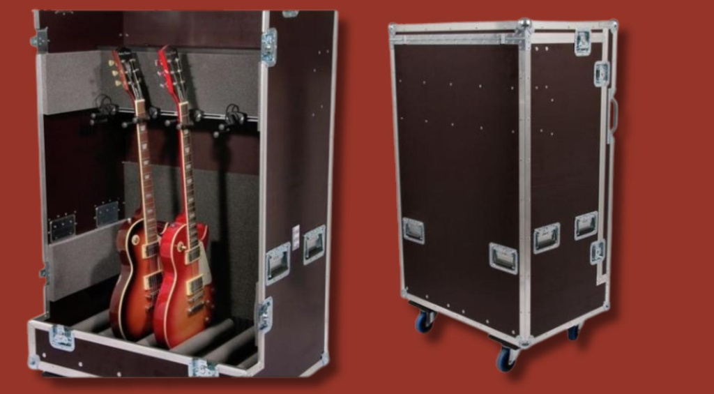 Los mejores soportes para guitarra para todos los bolsillos: estuche de gira Thon para 5 guitarras/bajos · Fuente: Thomann
